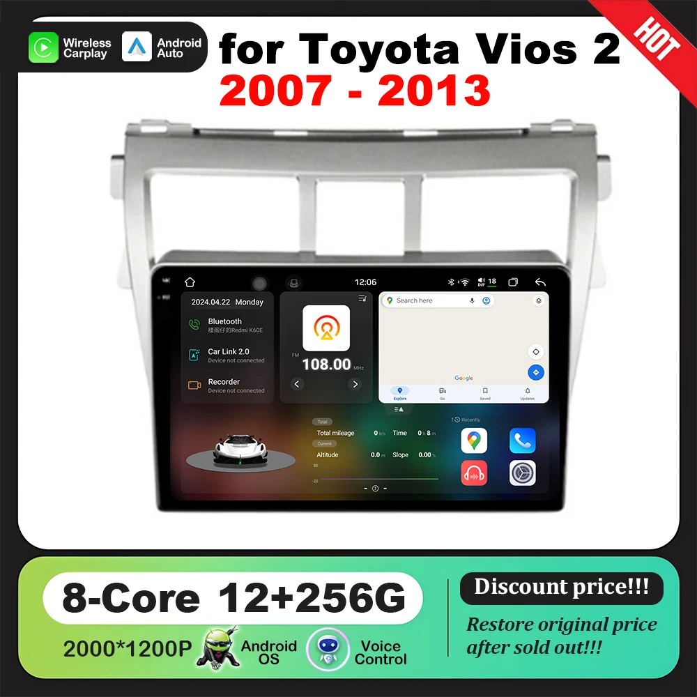 9 inch Android OS for Toyota Vios 2 2007 - 2013 GPS Navi Car Radio Video Multimedia Player CarPlay Auto Tools DSP Stereo 4G
9 inch Android OS for Toyota Vios 2 2007 - 2013 GPS Navi Car Radio Video Multimedia Player CarPlay Auto Tools DSP Stereo 4G