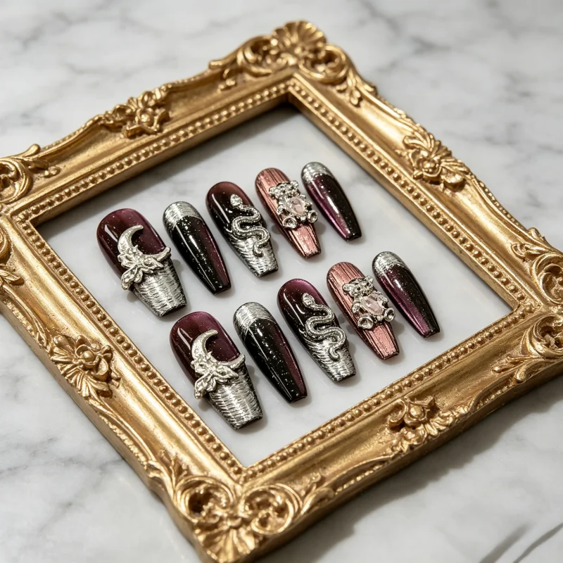 10Pcs Handmade Nails Purple Cat-Eye Gothic Heavy-Duty and Cool These Press-on Nails Make A Great Gift for Girls and Friends
10Pcs Handmade Nails Purple Cat-Eye Gothic Heavy-Duty and Cool These Press-on Nails Make A Great Gift for Girls and Friends