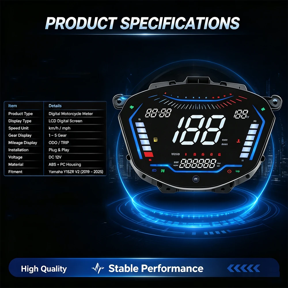 Motorcycle Speedometer RPM Tachometer Dashboard For YAMAHA Y15 Y15ZR V2 2019–2025 PNP With Fuel Meter Voltmeter Water Temp
Motorcycle Speedometer RPM Tachometer Dashboard For YAMAHA Y15 Y15ZR V2 2019–2025 PNP With Fuel Meter Voltmeter Water Temp