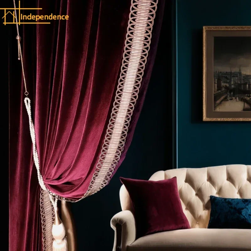 Luxury French Purple Red Velvet Curtains for Villa Living Room Bedroom Balcony Customized Home Decoration Products
Luxury French Purple Red Velvet Curtains for Villa Living Room Bedroom Balcony Customized Home Decoration Products
