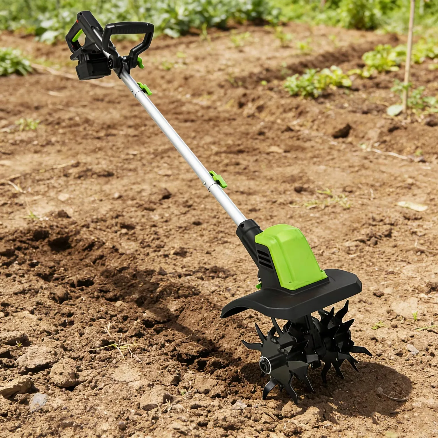 20V Brushless Motor Cordless Mini Tiller Lithium Battery Powered Portable Cultivator for Garden Soil Cultivation
20V Brushless Motor Cordless Mini Tiller Lithium Battery Powered Portable Cultivator for Garden Soil Cultivation