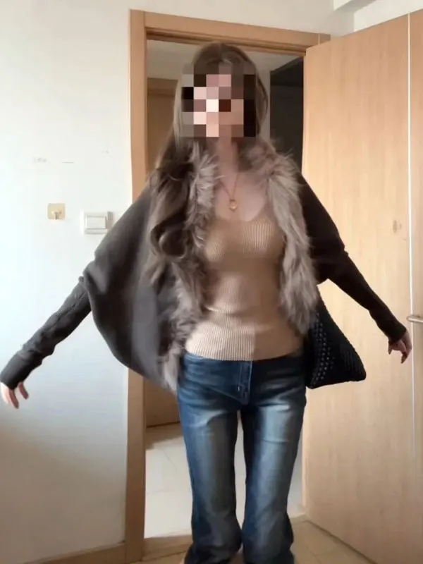 Retro Lazy Sle Long Sve Sweater with Fur Collar Loose Fit Beautiful Unique Winter Top for Small Figures Ele Faion
Retro Lazy Sle Long Sve Sweater with Fur Collar Loose Fit Beautiful Unique Winter Top for Small Figures Ele Faion