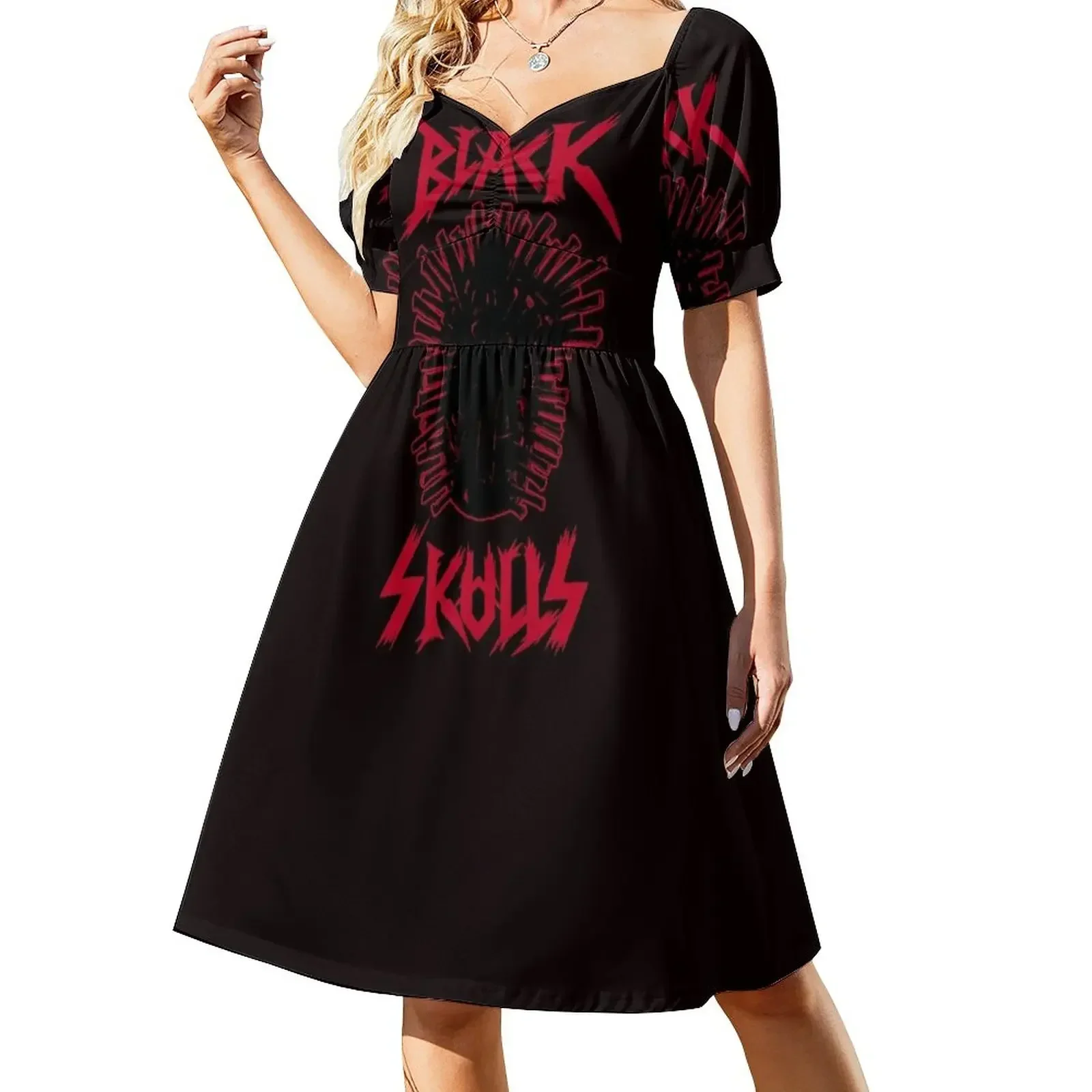 Black Skulls - Nail head Biker - Mandy- Design for black or dark clothing Short-Sleeved Dress Party dresses Dress
Black Skulls - Nail head Biker - Mandy- Design for black or dark clothing Short-Sleeved Dress Party dresses Dress