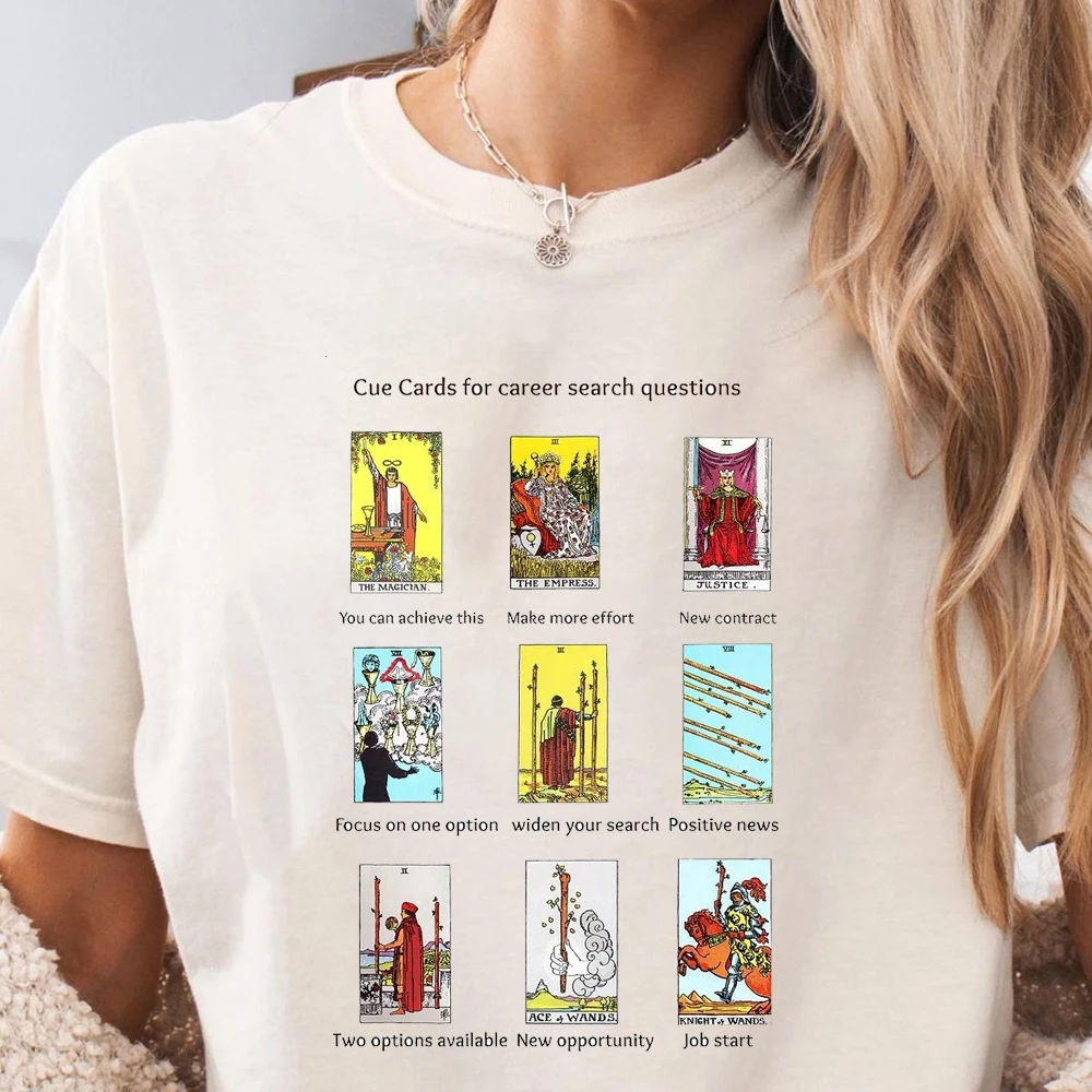 Color Tarot Cards Graphic Women T-Shirt Wealth Amulet Classic Tarot Major Arcana Divination Charm Top Tee Short Sleeves
Color Tarot Cards Graphic Women T-Shirt Wealth Amulet Classic Tarot Major Arcana Divination Charm Top Tee Short Sleeves