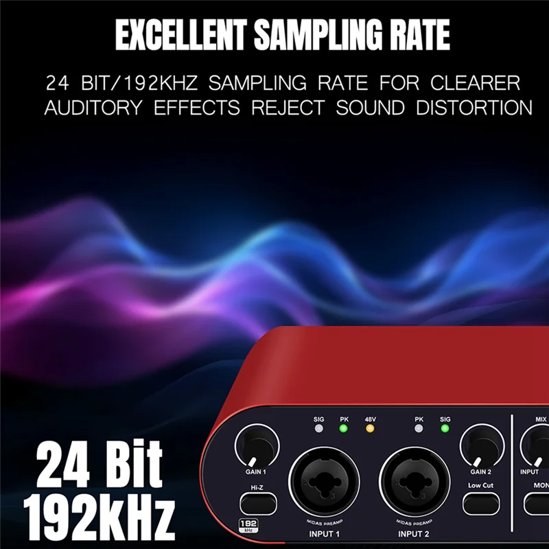 AED4-Professional 24Bit 192Khz Audio Interface 2 Input Sound Card For Electric Guitar External Studio PC Recording Tuner
AED4-Professional 24Bit 192Khz Audio Interface 2 Input Sound Card For Electric Guitar External Studio PC Recording Tuner