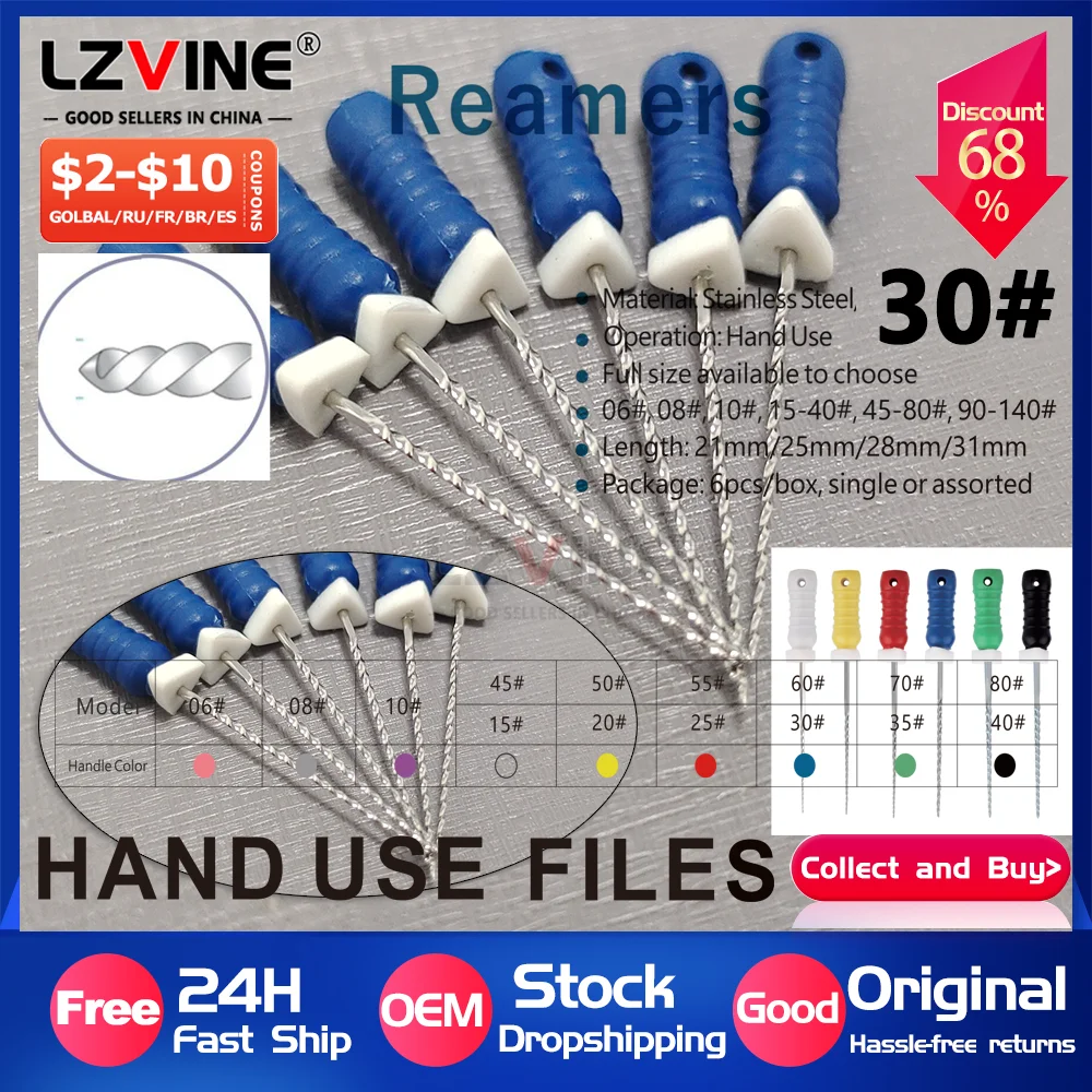 6Pcs/Pack Dental Hand Use Reamer Files ISO Standard Root Canal Preparation Endodontic Stainless Steel Tools 45-80# 15-40# 06# 08
6Pcs/Pack Dental Hand Use Reamer Files ISO Standard Root Canal Preparation Endodontic Stainless Steel Tools 45-80# 15-40# 06# 08