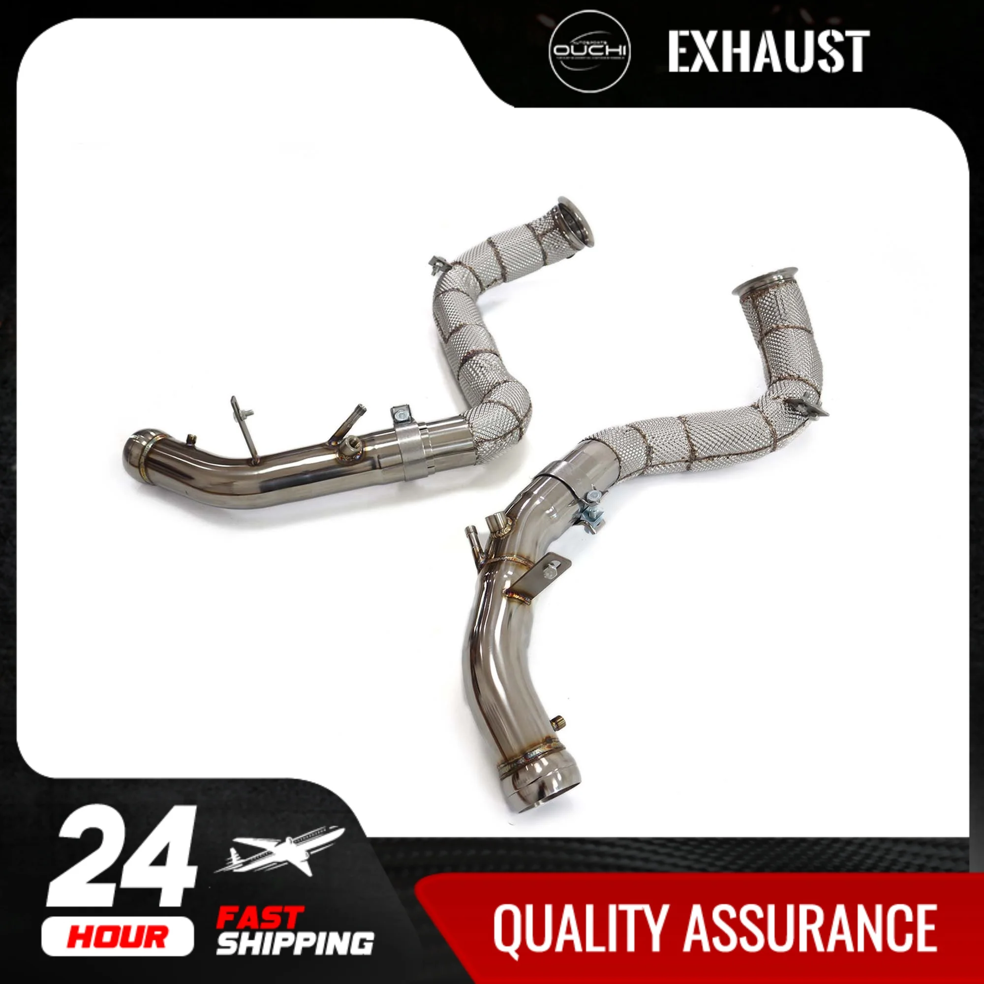 OUCHI Stainless Steel Exhaust System Performance Downpipe for Mercedes Benz GT63 S C190 4.0T with heat shield
OUCHI Stainless Steel Exhaust System Performance Downpipe for Mercedes Benz GT63 S C190 4.0T with heat shield
