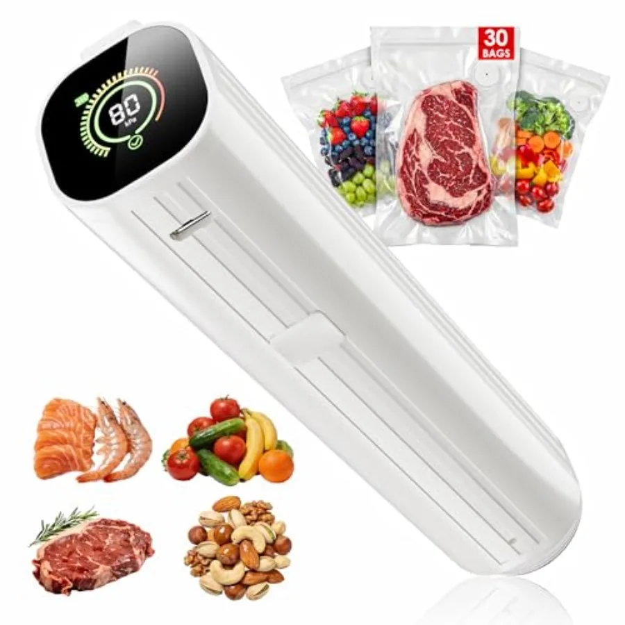 Компактный аппарат для упаковки продуктов + 30 многоразовых пакетов, мощный ручной аппарат с LED-дисплеем давления, портативный упаковщик для продуктов
Компактный аппарат для упаковки продуктов + 30 многоразовых пакетов, мощный ручной аппарат с LED-дисплеем давления, портативный упаковщик для продуктов