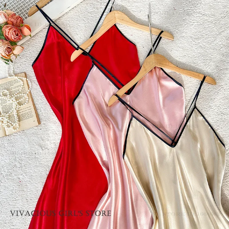 Summer New Suspender Nightgown Long Chemise Sleepwear Homedress Sexy Backless Nightgown Lingerie Silky Satin Nighty Loungewear
Summer New Suspender Nightgown Long Chemise Sleepwear Homedress Sexy Backless Nightgown Lingerie Silky Satin Nighty Loungewear