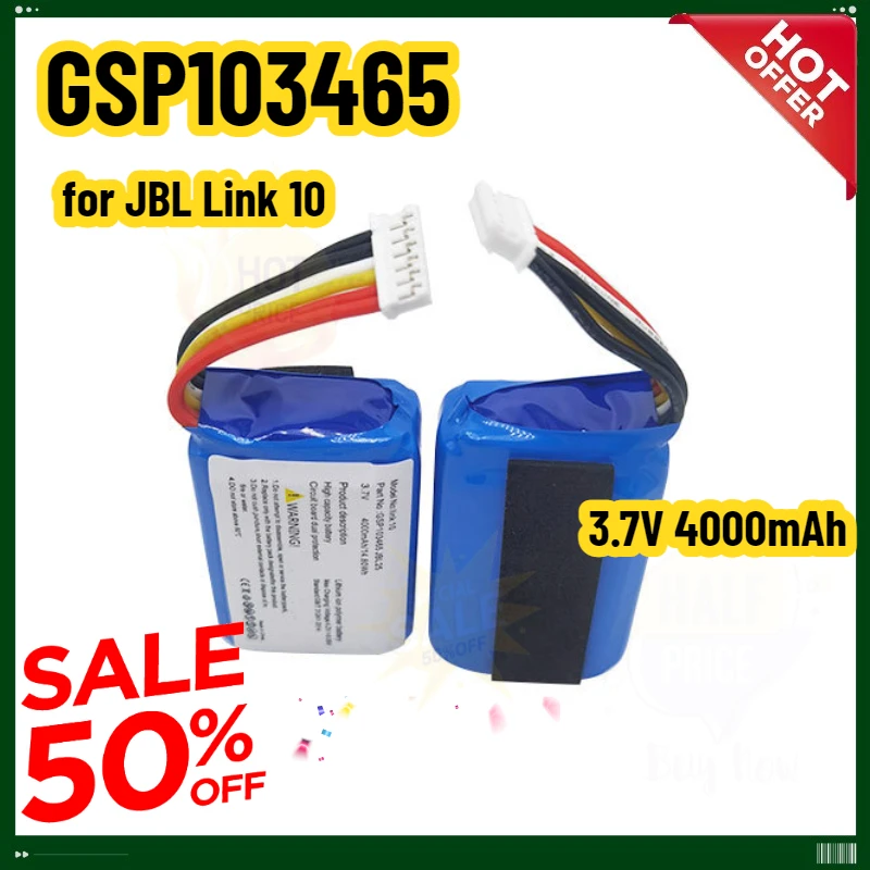 2026 Years GSP103465 3.7V 4000mAh Speaker Battery for JBL Link 10 Link10 Loudspeaker Bluetooth Battery Bateria in Stock
2026 Years GSP103465 3.7V 4000mAh Speaker Battery for JBL Link 10 Link10 Loudspeaker Bluetooth Battery Bateria in Stock