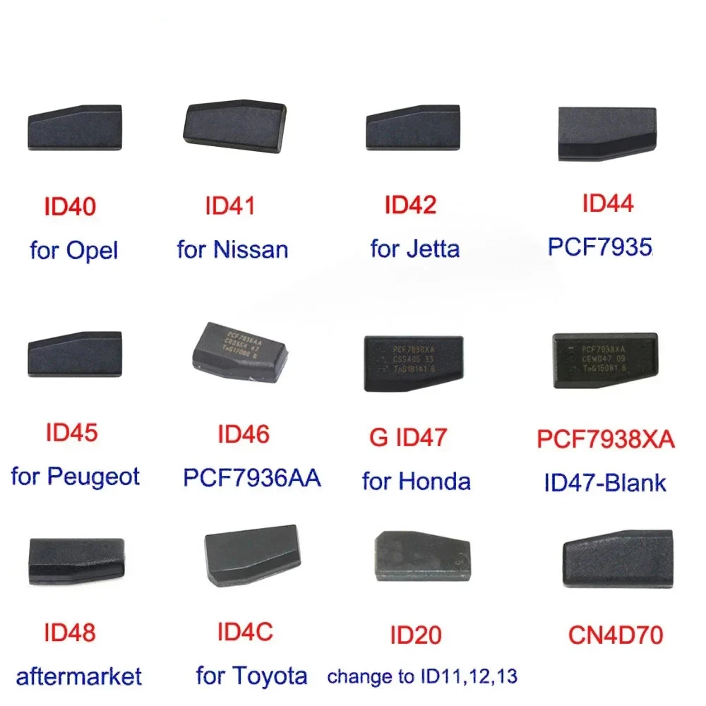 ID40 для Opel ID41 для Nissan ID42 для Jetta ID44 ID46 ID45 ID47 PCF7938XA для Honda ID48 ID20 ID4C CN4D70 чип ключа транспондера
ID40 для Opel ID41 для Nissan ID42 для Jetta ID44 ID46 ID45 ID47 PCF7938XA для Honda ID48 ID20 ID4C CN4D70 чип ключа транспондера