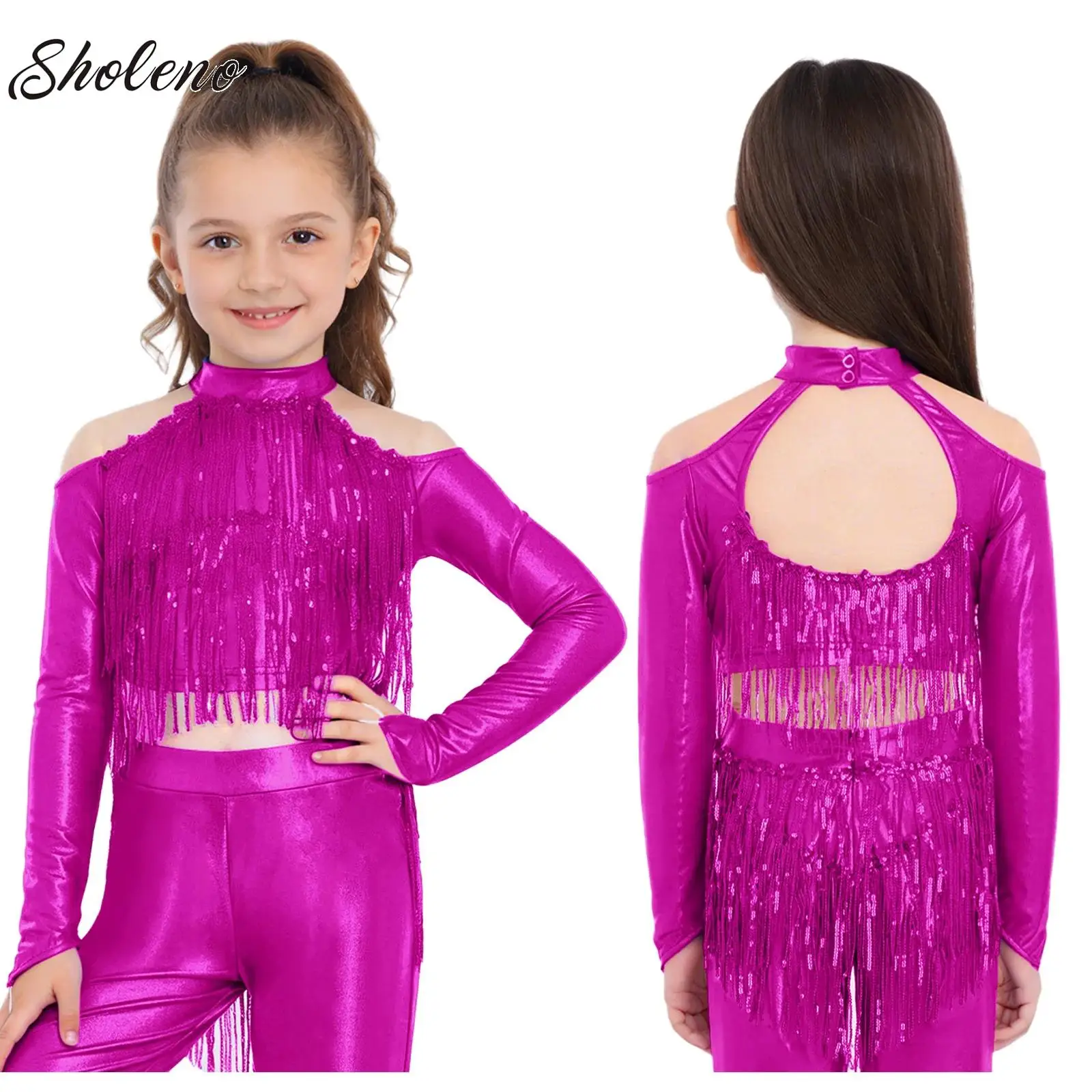 Teens Girls Hip-hop Costume Glittery Sequins Tassels Cropped Tops Jazz Street Dance T-shirts for Stage Performance Clothes
Teens Girls Hip-hop Costume Glittery Sequins Tassels Cropped Tops Jazz Street Dance T-shirts for Stage Performance Clothes