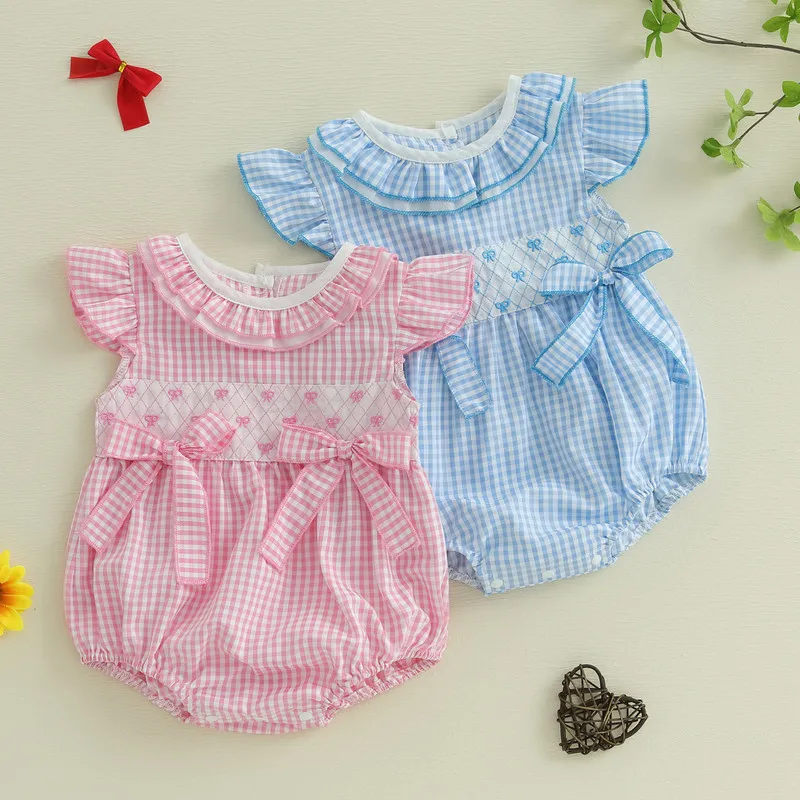 RUEWEY 0 to 18 Months Baby Girls Bodysuit Summer Clothes Bow Embroidery Plaid Ruffles Round Neck Fly Sleeve Infant Jumpsuits
RUEWEY 0 to 18 Months Baby Girls Bodysuit Summer Clothes Bow Embroidery Plaid Ruffles Round Neck Fly Sleeve Infant Jumpsuits