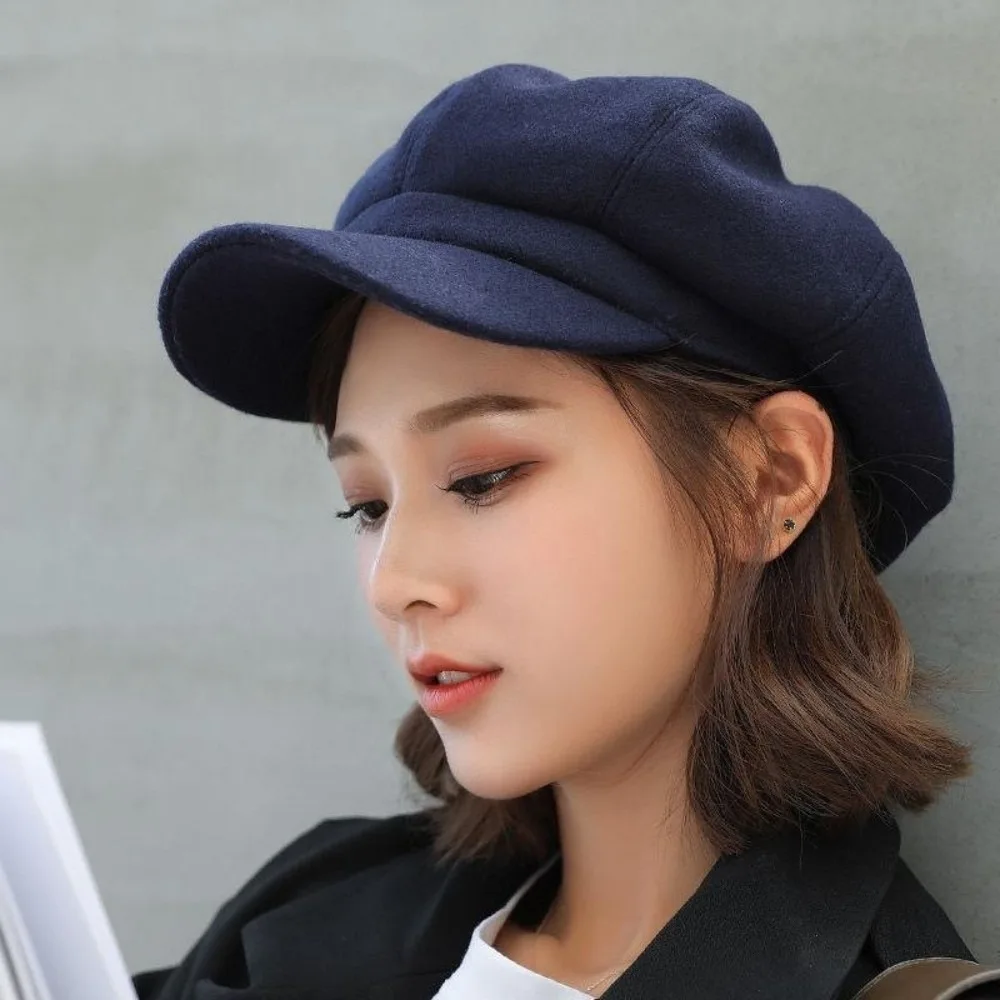 Fashion Solid Color Woolen Octagonal Hat Ear Protection Keep Warm Painter Caps Thick Korean Style Artist Hat Travel
Fashion Solid Color Woolen Octagonal Hat Ear Protection Keep Warm Painter Caps Thick Korean Style Artist Hat Travel