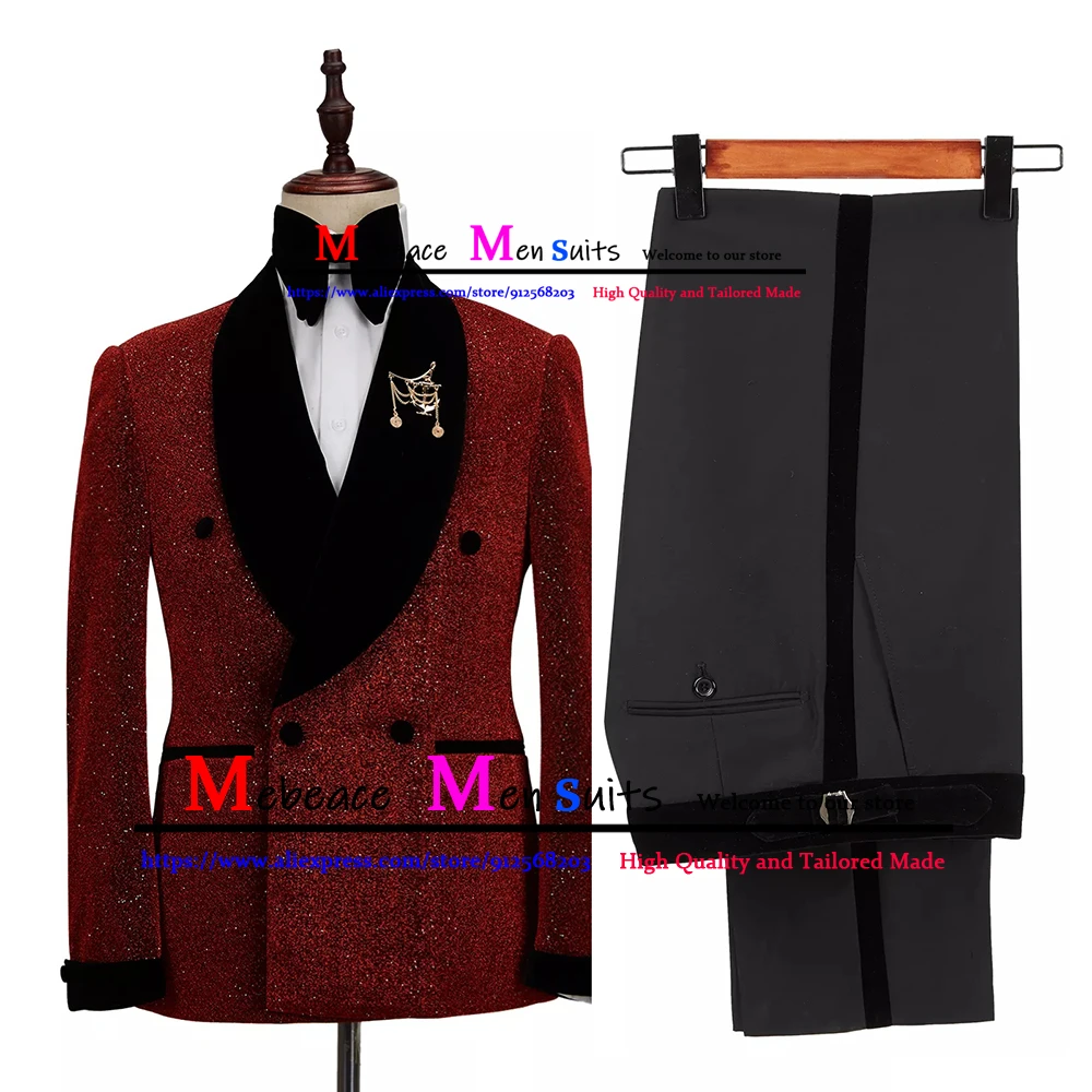 Luxury Burgundy Glitter Wedding Suits for Men Double Breasted Men Suit Set 2 Pieces (Jacket+Pants) Singer Stage Party Man Suit
Luxury Burgundy Glitter Wedding Suits for Men Double Breasted Men Suit Set 2 Pieces (Jacket+Pants) Singer Stage Party Man Suit
