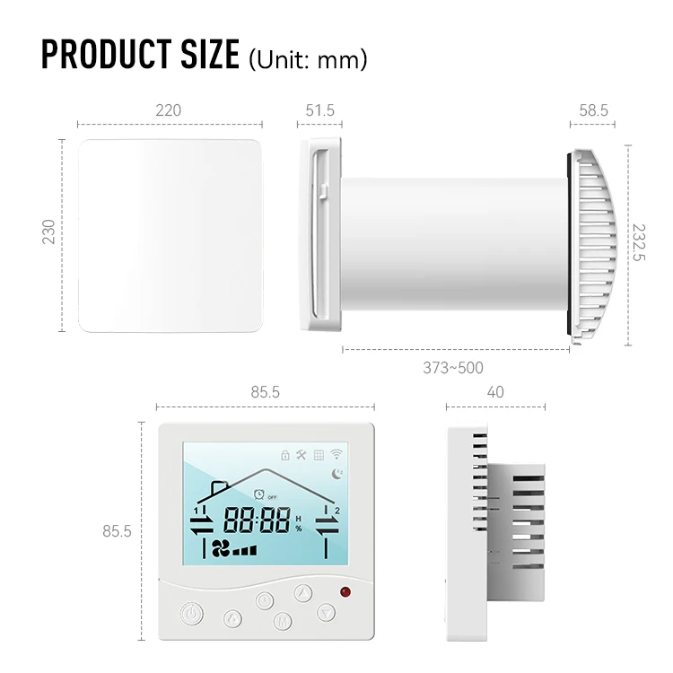 LCD Display Heat Recovery Ventilator ERV System, Tuya Smart App Control Energy Efficient Ventilator for Home Bathroom Hotel
LCD Display Heat Recovery Ventilator ERV System, Tuya Smart App Control Energy Efficient Ventilator for Home Bathroom Hotel