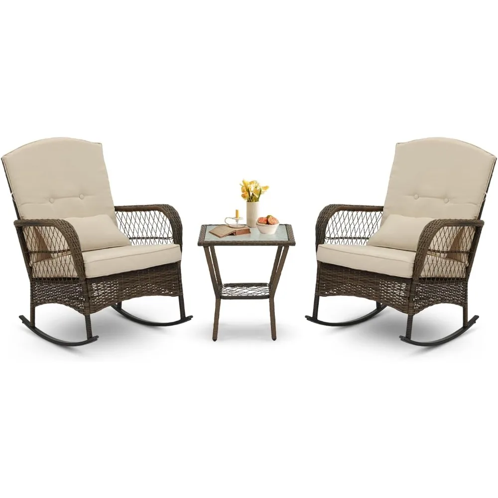 3 Piece Rocking Bistro Set Wicker Outdoor Patio Chairs Rattan Conversation Sets with Coffee Table for Patio, Porch, Backyard, Ba
3 Piece Rocking Bistro Set Wicker Outdoor Patio Chairs Rattan Conversation Sets with Coffee Table for Patio, Porch, Backyard, Ba