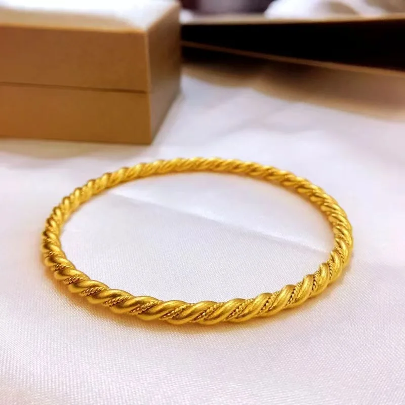 24k Gold Bangles 9999 Twist Bracelet Women's Sand Gold Ancient Method Inheritance Closed-mouth Bracelet Gift Fine Jewelry
24k Gold Bangles 9999 Twist Bracelet Women's Sand Gold Ancient Method Inheritance Closed-mouth Bracelet Gift Fine Jewelry