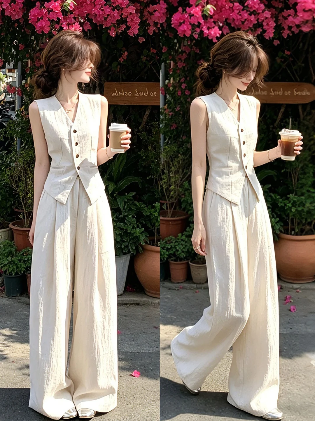 plus Size Summer Fashion Set Women's Sleeveless Vest Top Wide Leg Pants High Waist V-Neck Casual Style Luxury Atmosphere
plus Size Summer Fashion Set Women's Sleeveless Vest Top Wide Leg Pants High Waist V-Neck Casual Style Luxury Atmosphere