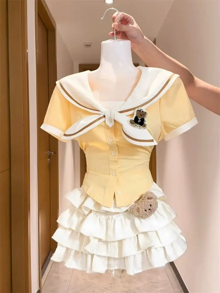 Korean College Style Sweet Girl Summer 2 Piece Set Women Embroidery Navy Collar Tops + Mini Skirt Kawaii Chic Outfits 2025 New
Korean College Style Sweet Girl Summer 2 Piece Set Women Embroidery Navy Collar Tops + Mini Skirt Kawaii Chic Outfits 2025 New