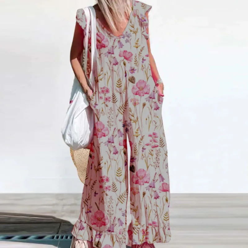 Sexy V Neck Butterfly Sleeve Women Jumpsuit Spring Elegant Floral Print Office Lady Romper Summer Wide Leg Pocket Pants Overalls
Sexy V Neck Butterfly Sleeve Women Jumpsuit Spring Elegant Floral Print Office Lady Romper Summer Wide Leg Pocket Pants Overalls