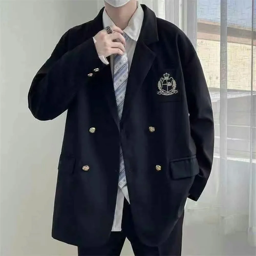 Men's Oversized Double Breasted Blazer Korean Preppy Style Embroidered Suit Jacket Casual School Uniform Coat 2026 New
Men's Oversized Double Breasted Blazer Korean Preppy Style Embroidered Suit Jacket Casual School Uniform Coat 2026 New
