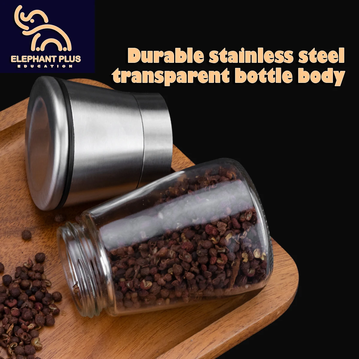 Kitchen Grinder 304 Stainless Steel - for Pepper, Sea Salt & Spices, Adjustable Coarse to Fine, Refillable with Glass Jar
Kitchen Grinder 304 Stainless Steel - for Pepper, Sea Salt & Spices, Adjustable Coarse to Fine, Refillable with Glass Jar