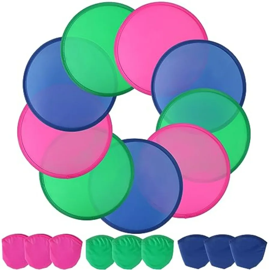 9 Pieces 9.8" Foldable Flying Disc or Fan with Storage Bag Assortment Fans Set Beach Flying Disc for Park Beach Camping 3 Color
9 Pieces 9.8" Foldable Flying Disc or Fan with Storage Bag Assortment Fans Set Beach Flying Disc for Park Beach Camping 3 Color