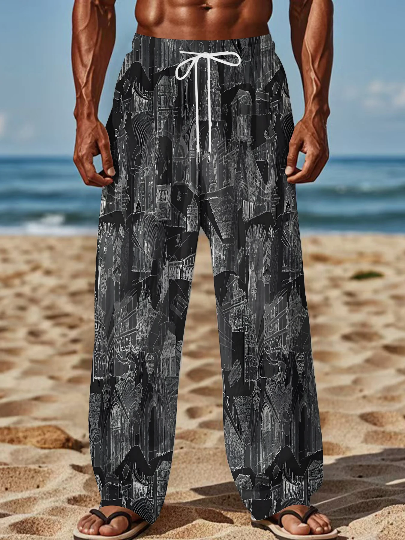 2026 Men's Printed Straight Leg Pants Abstract Art Red Black Pattern Drawstring Waist Loose Fit Casual Summer Beach Fashion
2026 Men's Printed Straight Leg Pants Abstract Art Red Black Pattern Drawstring Waist Loose Fit Casual Summer Beach Fashion