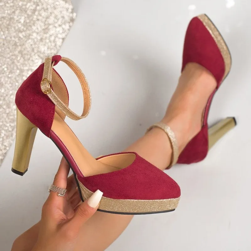 Spring Women Pumps Flock Sweet Thick High Heels Ankle Strap Female Platform Classic Round Toe Dress Cute Shoes Ladies Footwear
Spring Women Pumps Flock Sweet Thick High Heels Ankle Strap Female Platform Classic Round Toe Dress Cute Shoes Ladies Footwear