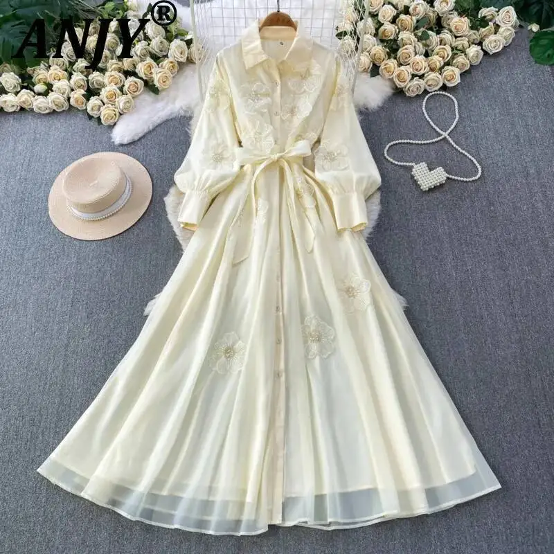 ANJY Spring Autumn New Women French Style Embroidered Flares Three-Dimensional Floral Shirtdress Trendy Long Sleeve Dress A23926
ANJY Spring Autumn New Women French Style Embroidered Flares Three-Dimensional Floral Shirtdress Trendy Long Sleeve Dress A23926