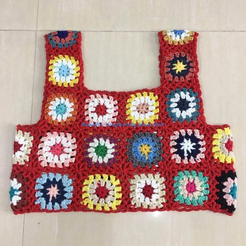 E56A Women Ethnic Boho Sleeveless Crop for Tank Top Hollow Out Hand Crochet Plaid Flower Mini Vest Multicolored Holiday Camis
E56A Women Ethnic Boho Sleeveless Crop for Tank Top Hollow Out Hand Crochet Plaid Flower Mini Vest Multicolored Holiday Camis