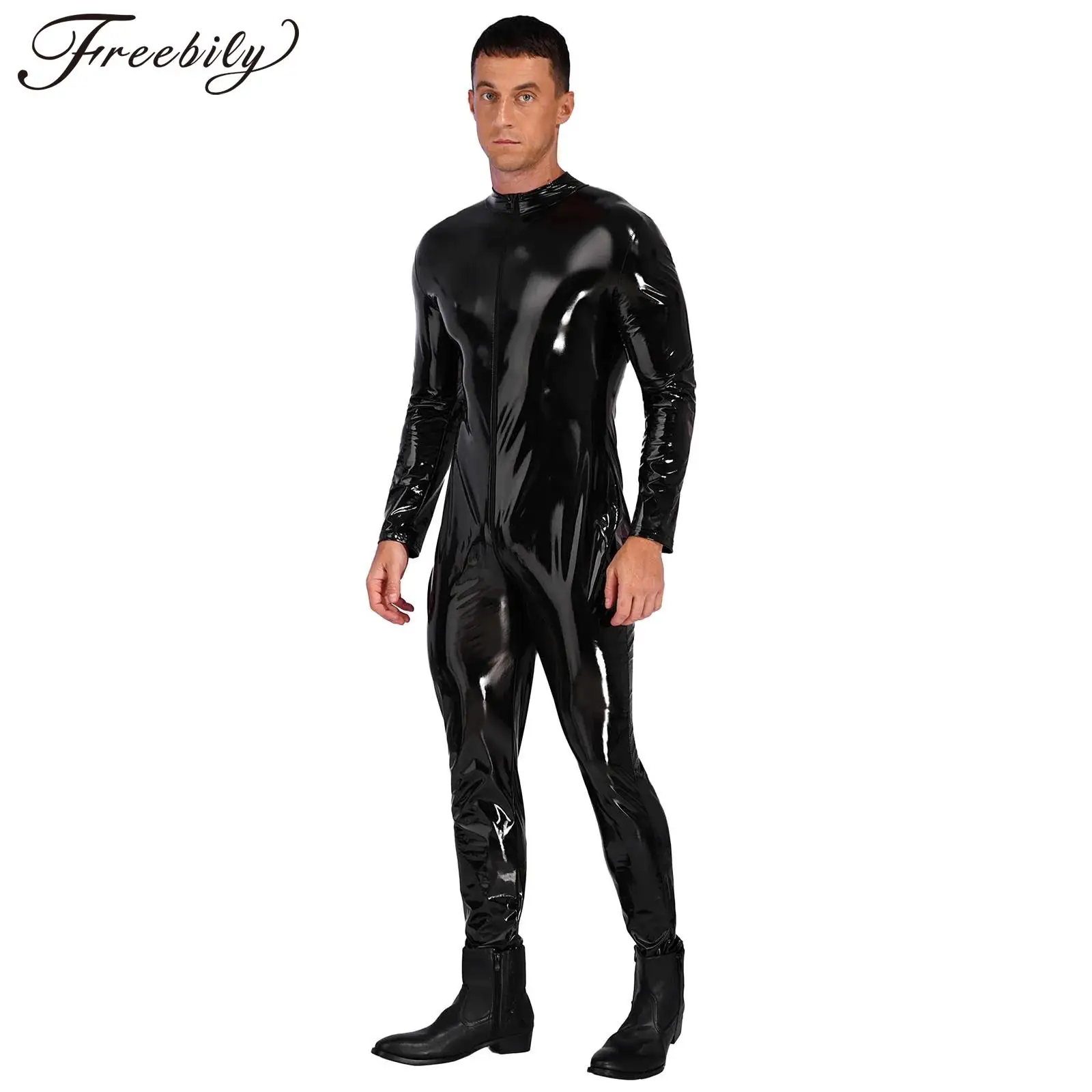 Mens Zipper Crotch Jumpsuit Pole Dancing Costume Long Sleeve Catsuit Motorcycle Wet Look Patent Leather Bodysuit Party Clubwear
Mens Zipper Crotch Jumpsuit Pole Dancing Costume Long Sleeve Catsuit Motorcycle Wet Look Patent Leather Bodysuit Party Clubwear