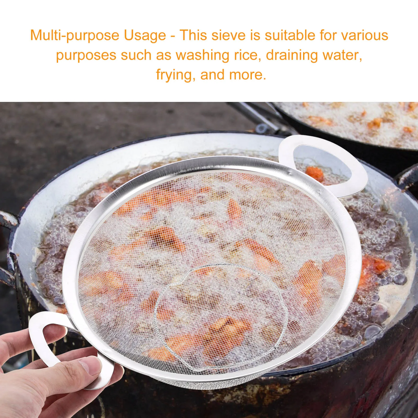 2pcs Double-handled Filter Sieve 18cm 22cm Stainless Steel Rice Washer Strainer Basin Fruit Vegetable Cleaner Colander Sifter 
2pcs Double-handled Filter Sieve 18cm 22cm Stainless Steel Rice Washer Strainer Basin Fruit Vegetable Cleaner Colander Sifter