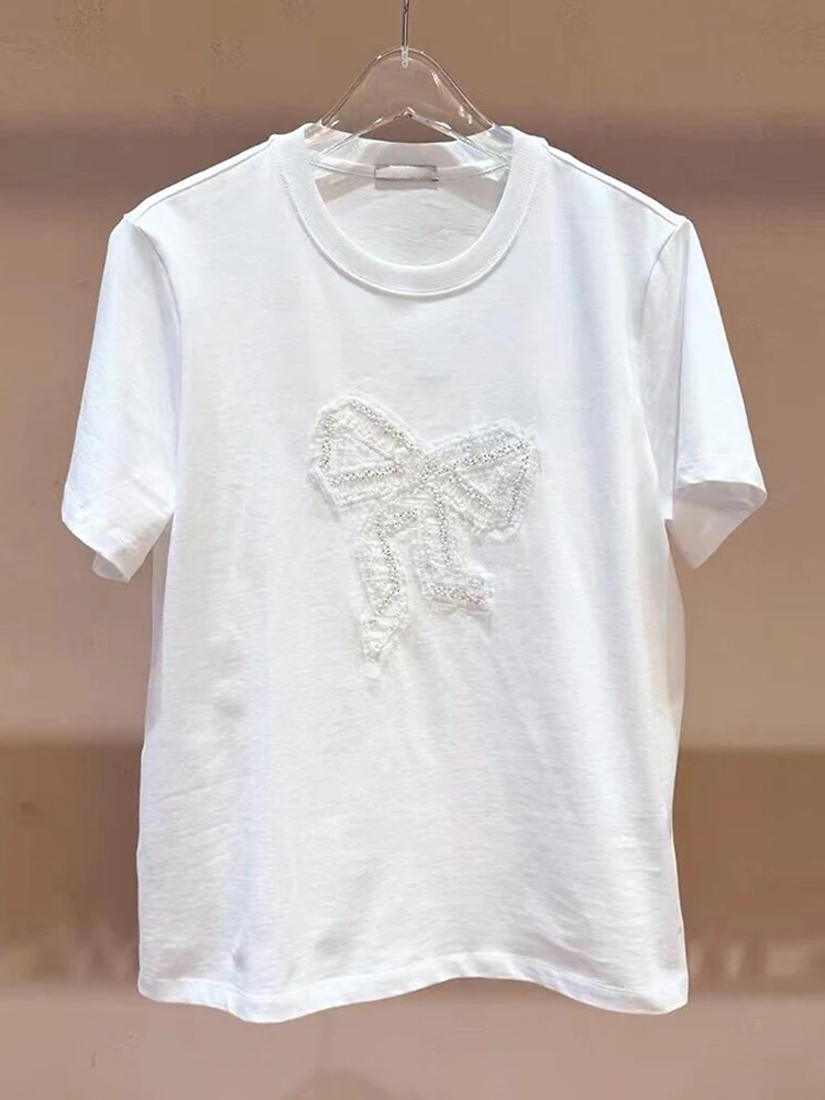 Sweet Knot Pure Cotton Loose T-irt Women's Summer Top South Oil High-End Faion Ele Commute Sle round Ne
Sweet Knot Pure Cotton Loose T-irt Women's Summer Top South Oil High-End Faion Ele Commute Sle round Ne