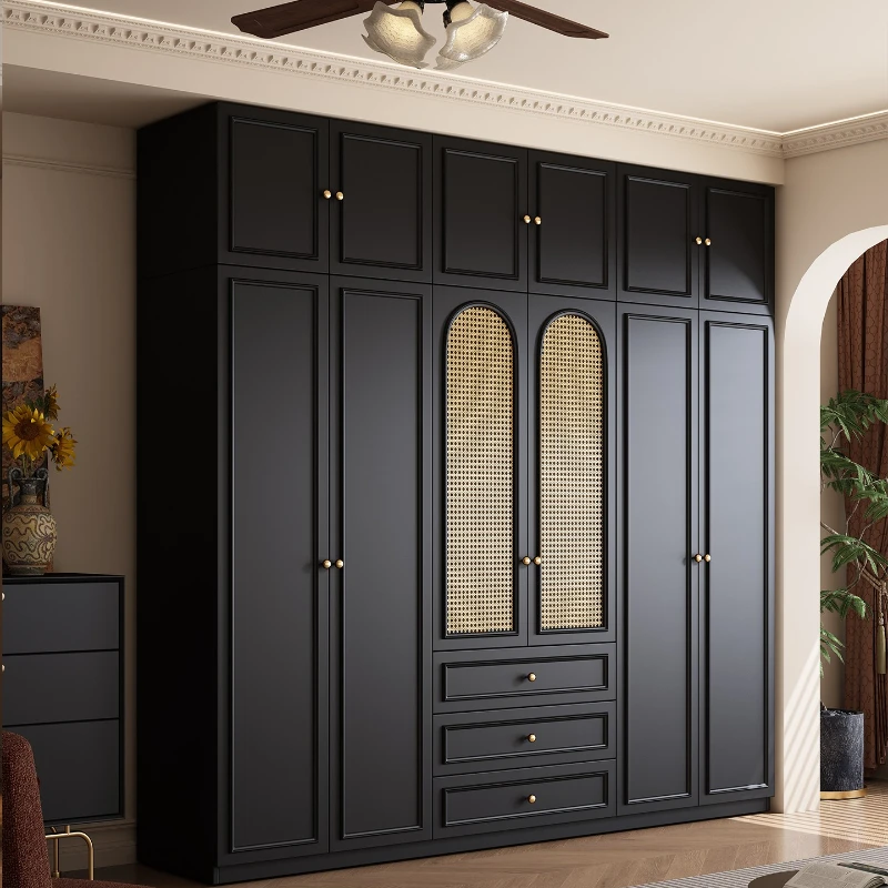 Retro style black wardrobe rattan door household bedroom small apartment princess room solid wood American French wardrobe
Retro style black wardrobe rattan door household bedroom small apartment princess room solid wood American French wardrobe