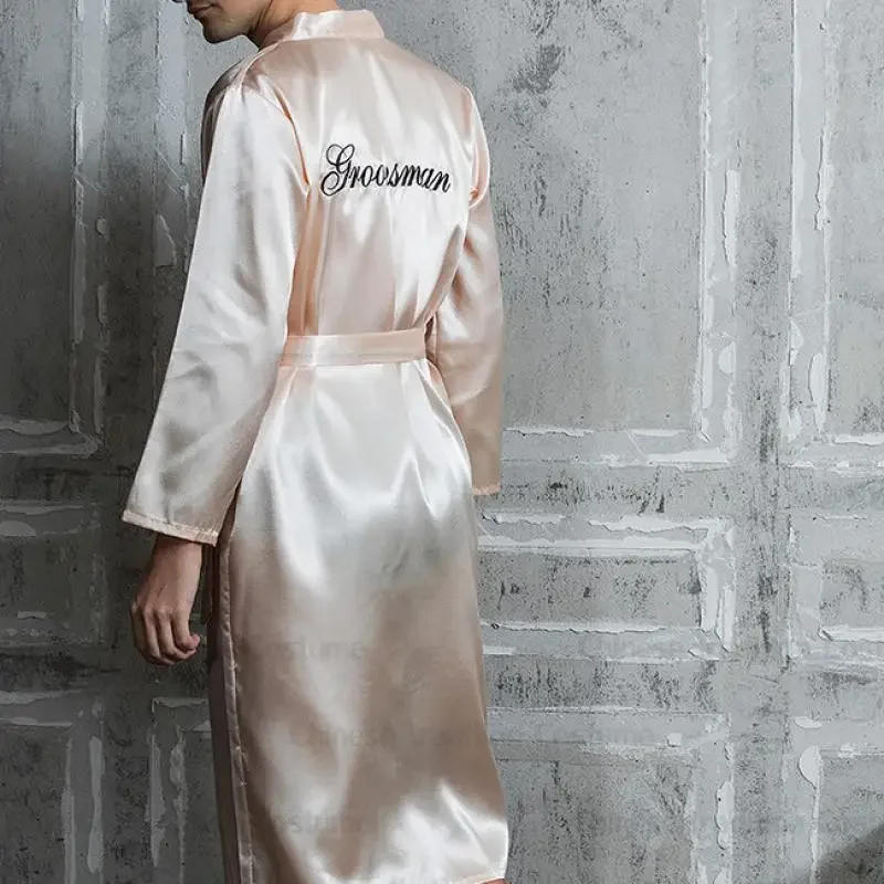 Men Robe Long Sleeve Kimono Groomsman Robes Loose Sleepwear Wedding Dress Male Satin Home Clothes Party Nightwear
Men Robe Long Sleeve Kimono Groomsman Robes Loose Sleepwear Wedding Dress Male Satin Home Clothes Party Nightwear