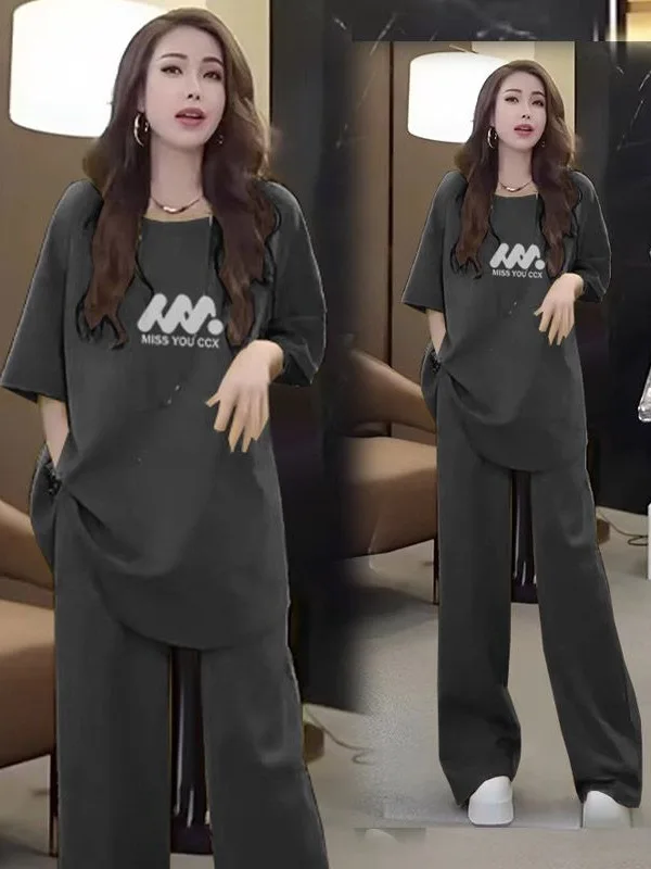 plus Size Casual Sports Set Women Summer New Style Extra Large Code Ageless Wide Leg Pants Fashionable Two Piece Set
plus Size Casual Sports Set Women Summer New Style Extra Large Code Ageless Wide Leg Pants Fashionable Two Piece Set