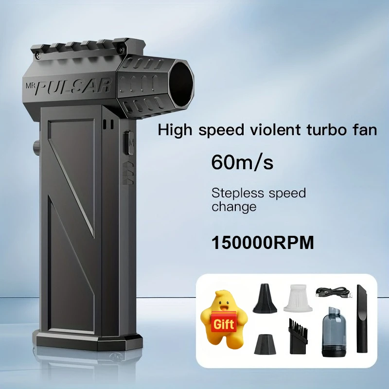 150,000 RPM High-Speed Brushless Turbo Fan & Blower - 6000mAh Portable Air Duster with Vacuum Kit, 4-Speed Jet Blower for Car
150,000 RPM High-Speed Brushless Turbo Fan & Blower - 6000mAh Portable Air Duster with Vacuum Kit, 4-Speed Jet Blower for Car