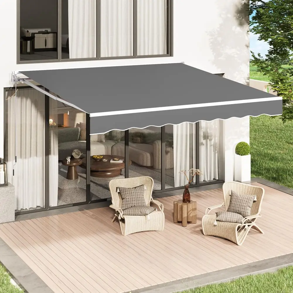 10 8 Ft Patio Awning, Retractable Sun Shade Awning with Manual Crank Handle, Manual Aluminum Deck Awning for Patio Balcony Yard
10 8 Ft Patio Awning, Retractable Sun Shade Awning with Manual Crank Handle, Manual Aluminum Deck Awning for Patio Balcony Yard