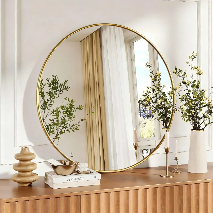 24.2" Circle Mirror Wall Mounted Round Mirror with Metal Frame Gold
24.2" Circle Mirror Wall Mounted Round Mirror with Metal Frame Gold