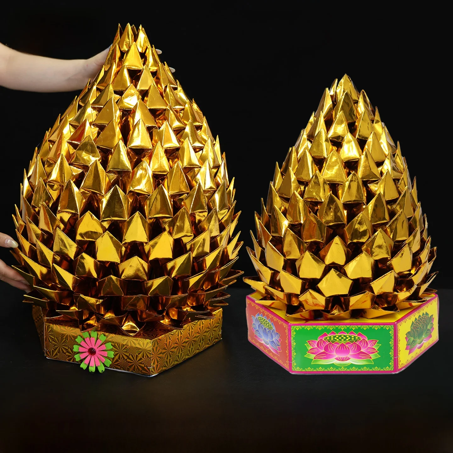 Extra Large Handmade Gold Mountain Tower Pineapple Qingming Festival Offering Paper Money for Wealth God And Ancestors Decora...
Extra Large Handmade Gold Mountain Tower Pineapple Qingming Festival Offering Paper Money for Wealth God And Ancestors Decora...