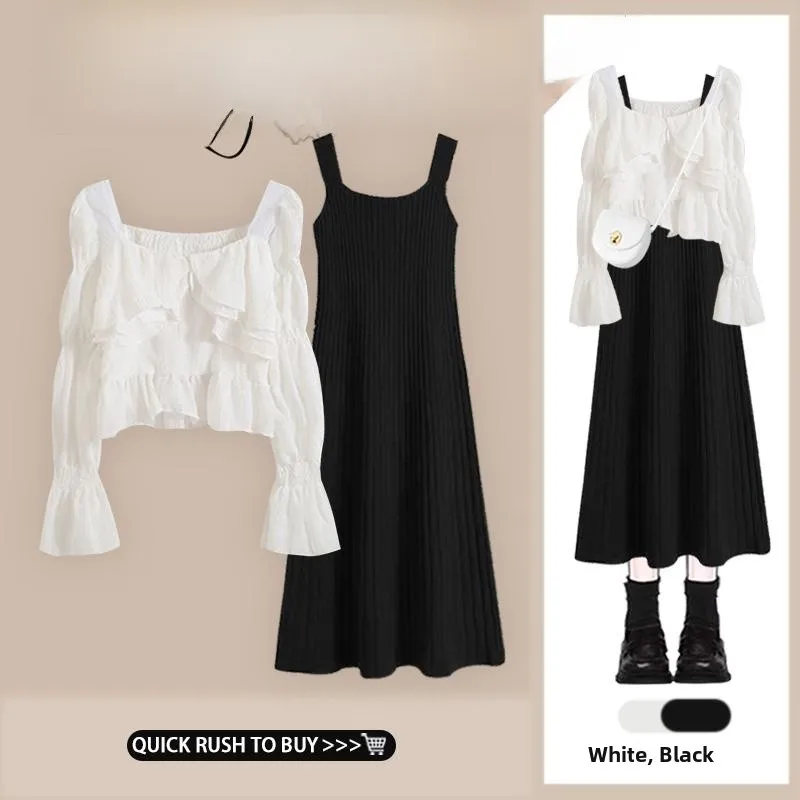 Spring New Short Knitted Dress Set with Bubble Sleeves And Square Collar Women's Fashion Two-Piece Suit Casual Chic Style
Spring New Short Knitted Dress Set with Bubble Sleeves And Square Collar Women's Fashion Two-Piece Suit Casual Chic Style