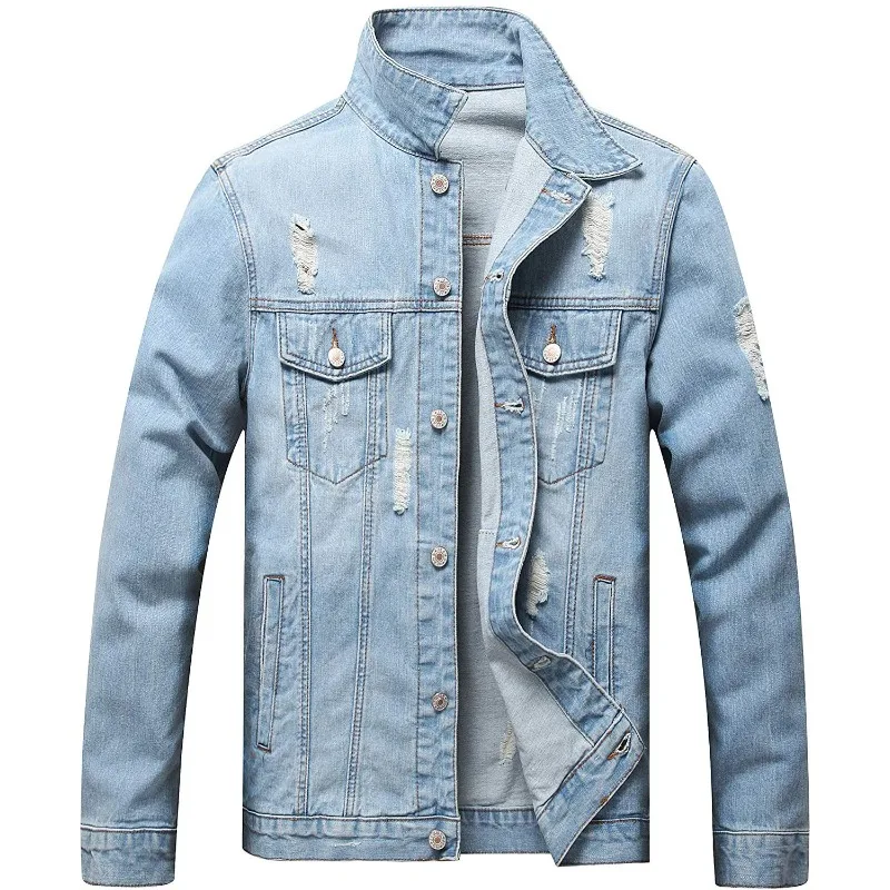 Loose Hole Denim Jacket Coat for Men Tops Mens Clothes Spring and Autumn Men Denim Jacket
Loose Hole Denim Jacket Coat for Men Tops Mens Clothes Spring and Autumn Men Denim Jacket