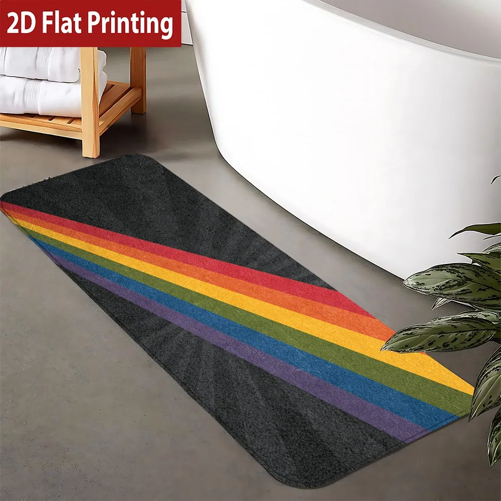 Minimalist Diagonal Rainbow Stripe Print Bath Mat, Non-Slip Washable Durable Runner Rug for Bathroom & Modern LGBTQ Home Decor
Minimalist Diagonal Rainbow Stripe Print Bath Mat, Non-Slip Washable Durable Runner Rug for Bathroom & Modern LGBTQ Home Decor