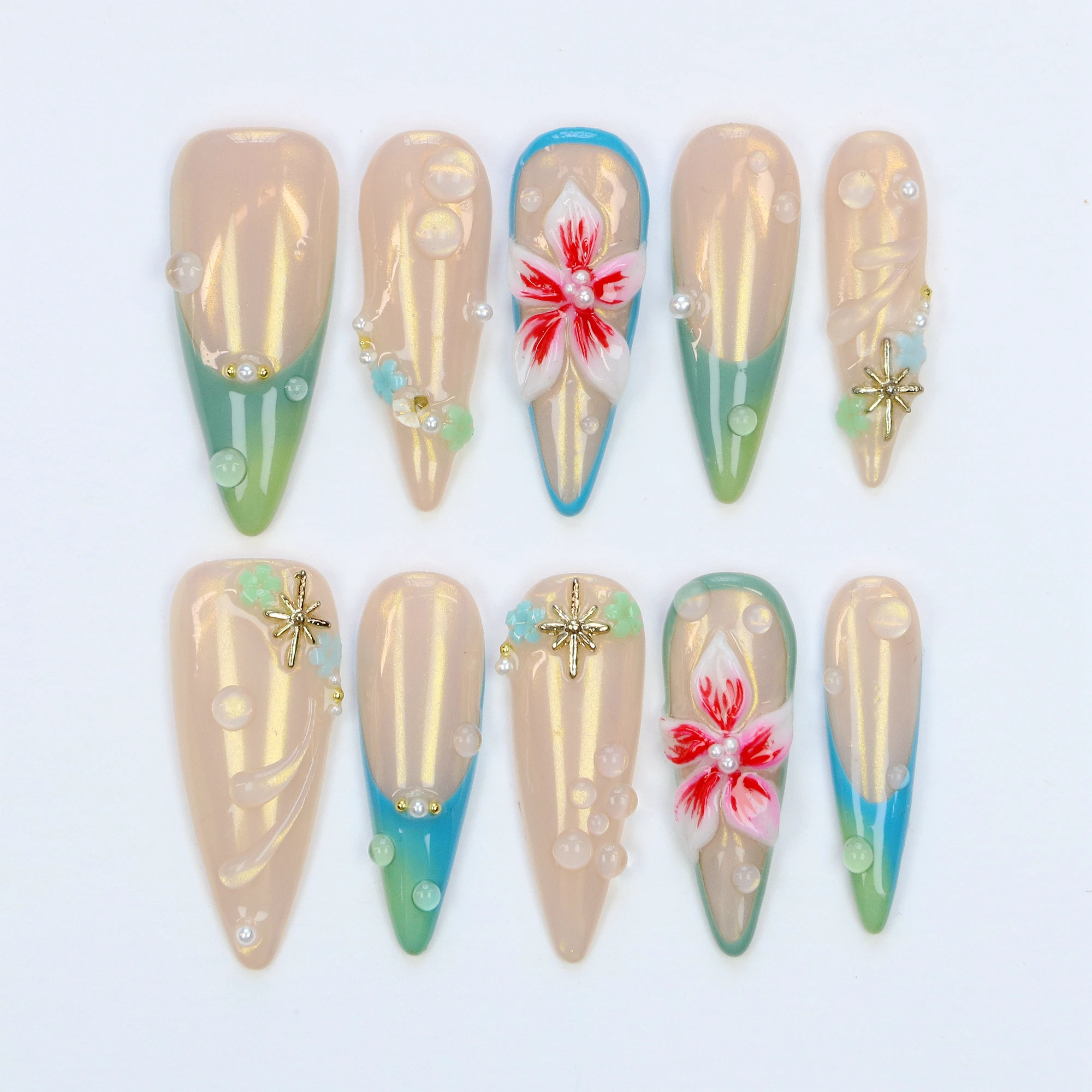 10 шт. витражные красочные поддельные роскошные витражи с цветочным принтом на ногтях, изготовленные на заказ 3D длинные шпильки, элегантный золотой и зеленый дизайн ногтей
10 шт. витражные красочные поддельные роскошные витражи с цветочным принтом на ногтях, изготовленные на заказ 3D длинные шпильки, элегантный золотой и зеленый дизайн ногтей
