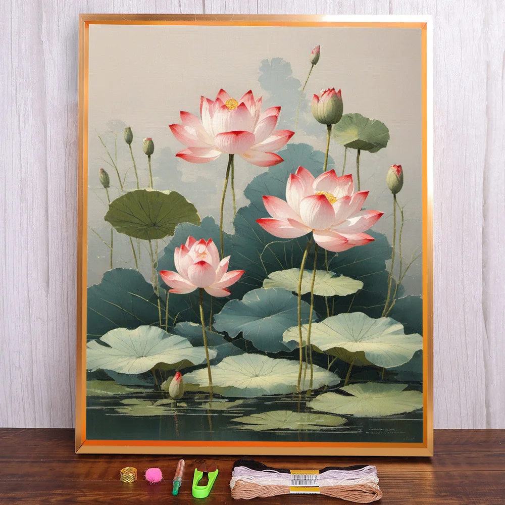 Flower Lotus Printed 11CT Cross-Stitch Set DIY Embroidery DMC Threads Hobby Handicraft Painting Craft Floss Wholesale Jewelry
Flower Lotus Printed 11CT Cross-Stitch Set DIY Embroidery DMC Threads Hobby Handicraft Painting Craft Floss Wholesale Jewelry