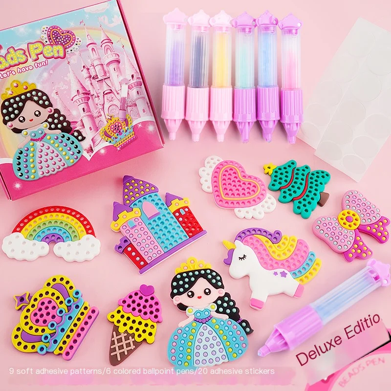 DIY Handmade Beads Pen Set Creative Princess Rainbow Bow Sticker Production Girls Toy Kit for Kids Gift
DIY Handmade Beads Pen Set Creative Princess Rainbow Bow Sticker Production Girls Toy Kit for Kids Gift