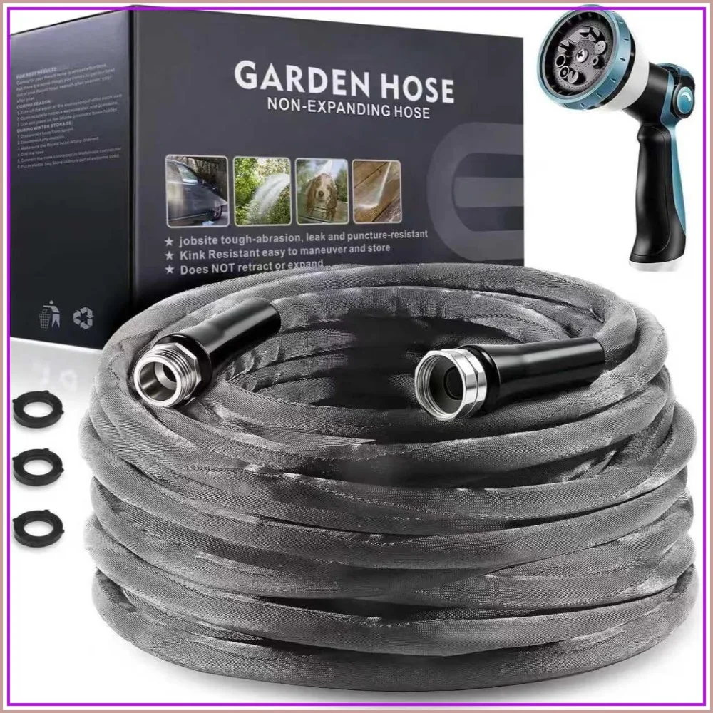 Garden Hose 100ft with 10 Function Nozzle, Lightweight & Flexible, Non-Expandable, Kink Free, Rust Proof
Garden Hose 100ft with 10 Function Nozzle, Lightweight & Flexible, Non-Expandable, Kink Free, Rust Proof
