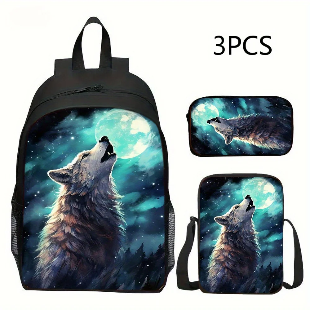3pcs Wolf-Themed Backpack Set with Matching Crossbody Bag & Pencil Case - Lightweight, Adjustable Straps, Zip Closure - Ideal fo
3pcs Wolf-Themed Backpack Set with Matching Crossbody Bag & Pencil Case - Lightweight, Adjustable Straps, Zip Closure - Ideal fo